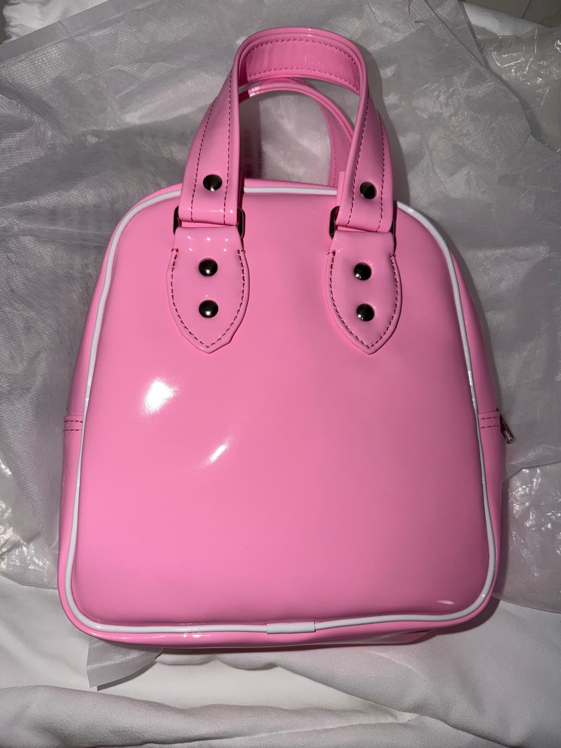 꼼데가르송 걸 에나멜 토트백 핑크 상품이미지2