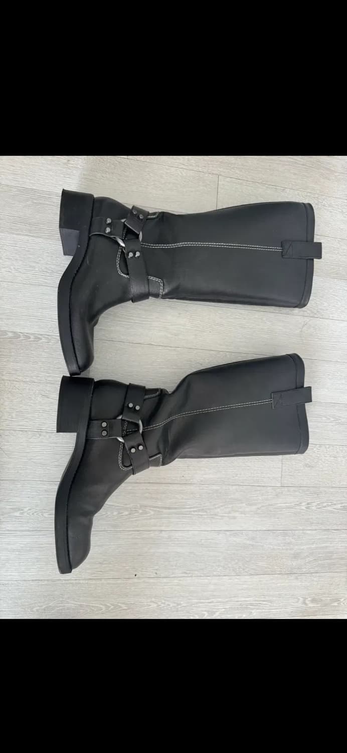 자라 zara 블랙 스티치 바이커 웨스턴 롱 부츠 38 245 상품이미지4