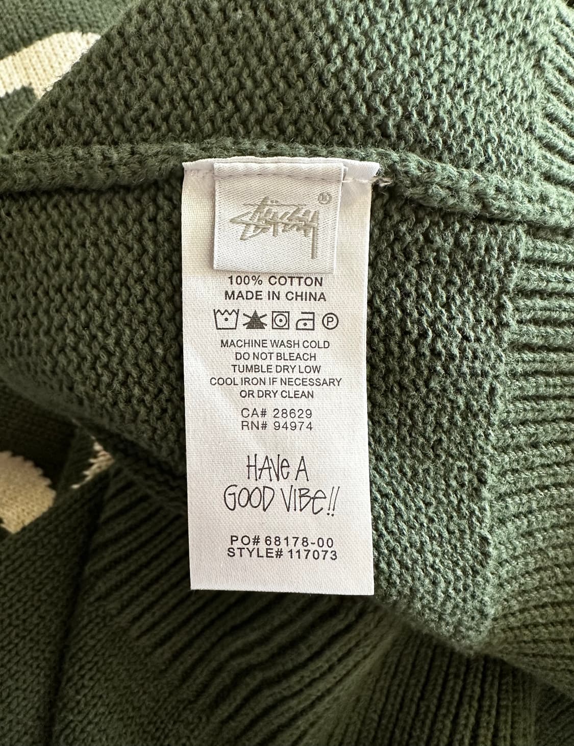 스투시 컬리 S 니트 스웨터 L 그린 상품이미지6