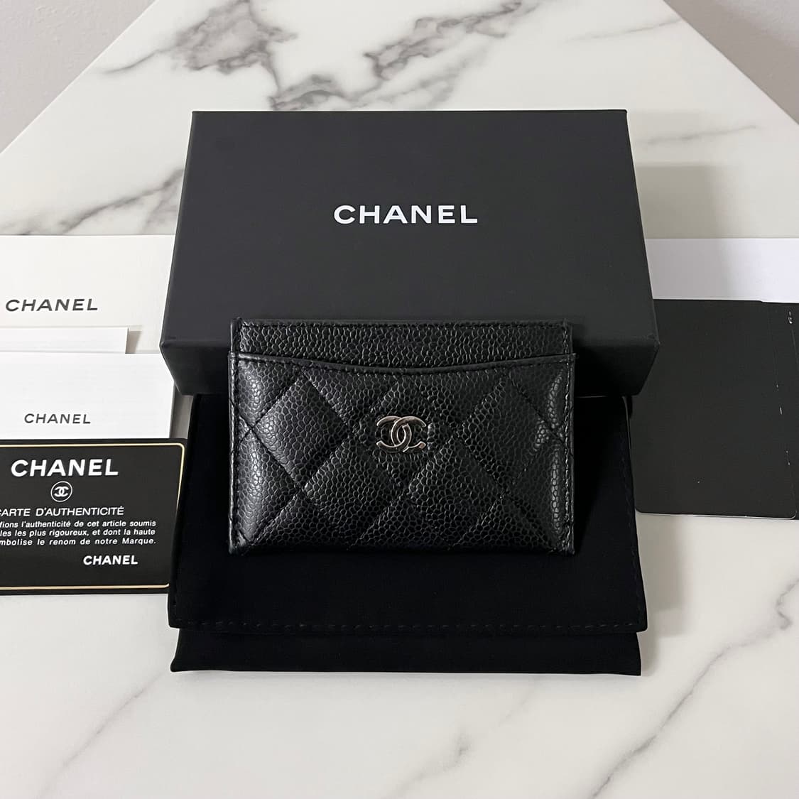 [S급/정품] 샤넬 클래식 그레인드 실버 메탈 로고 카드지갑 상품이미지8