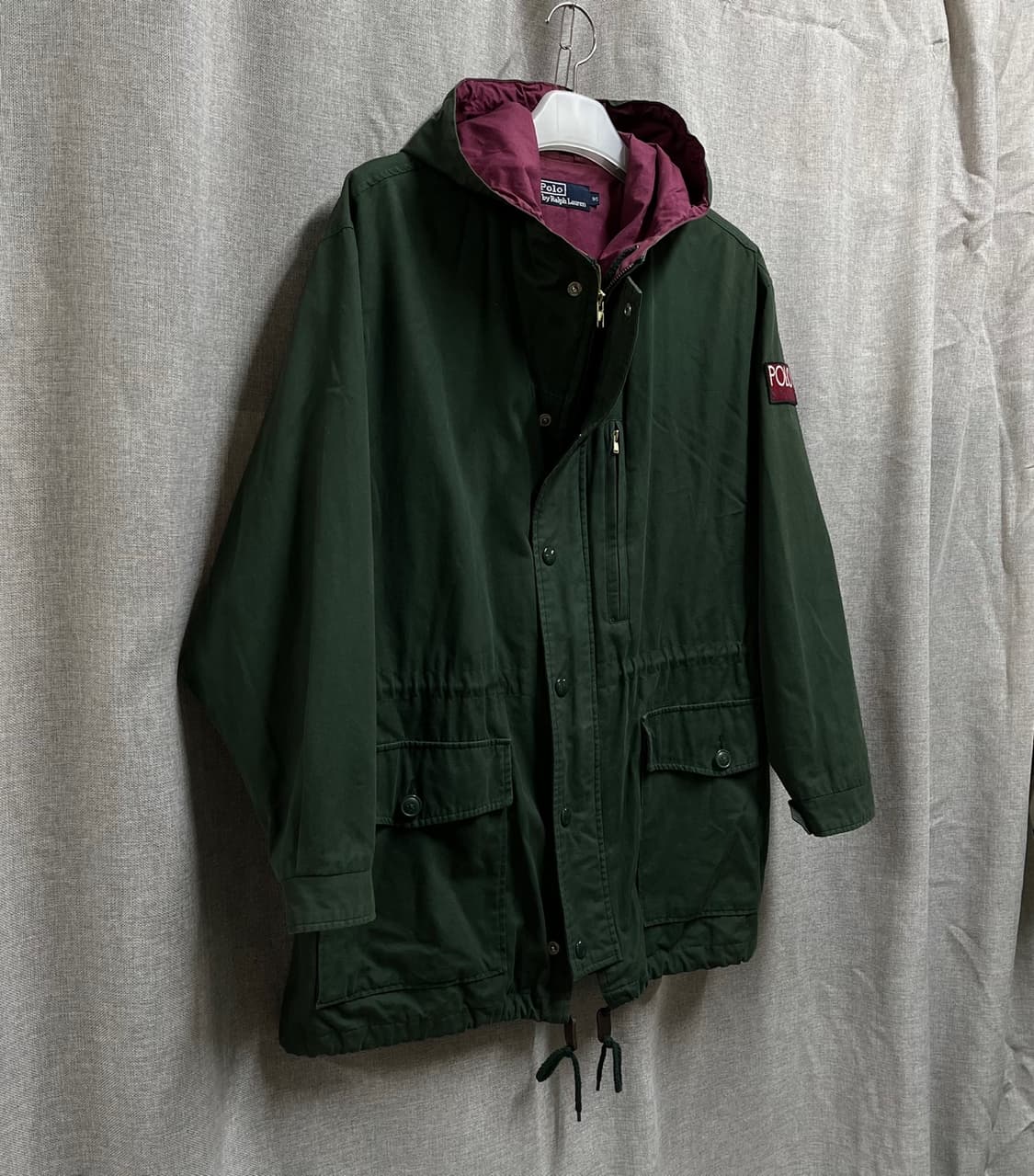 90s 폴로 바이 랄프로렌 면 빈티지 후드 야상 그린파카 상품이미지4