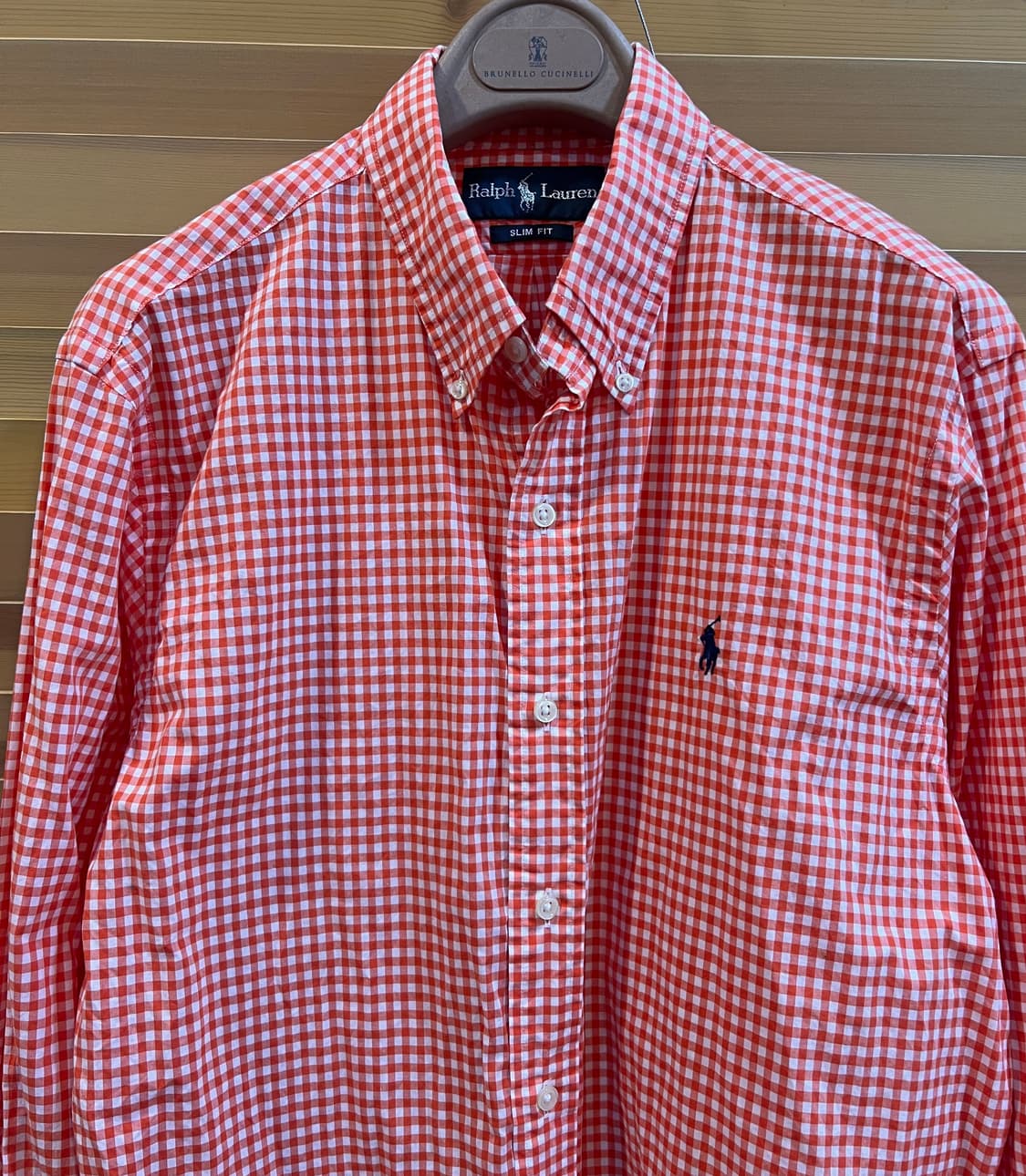 폴로랄프로렌 남성 오렌지 체크 코튼긴팔셔츠 상품이미지2