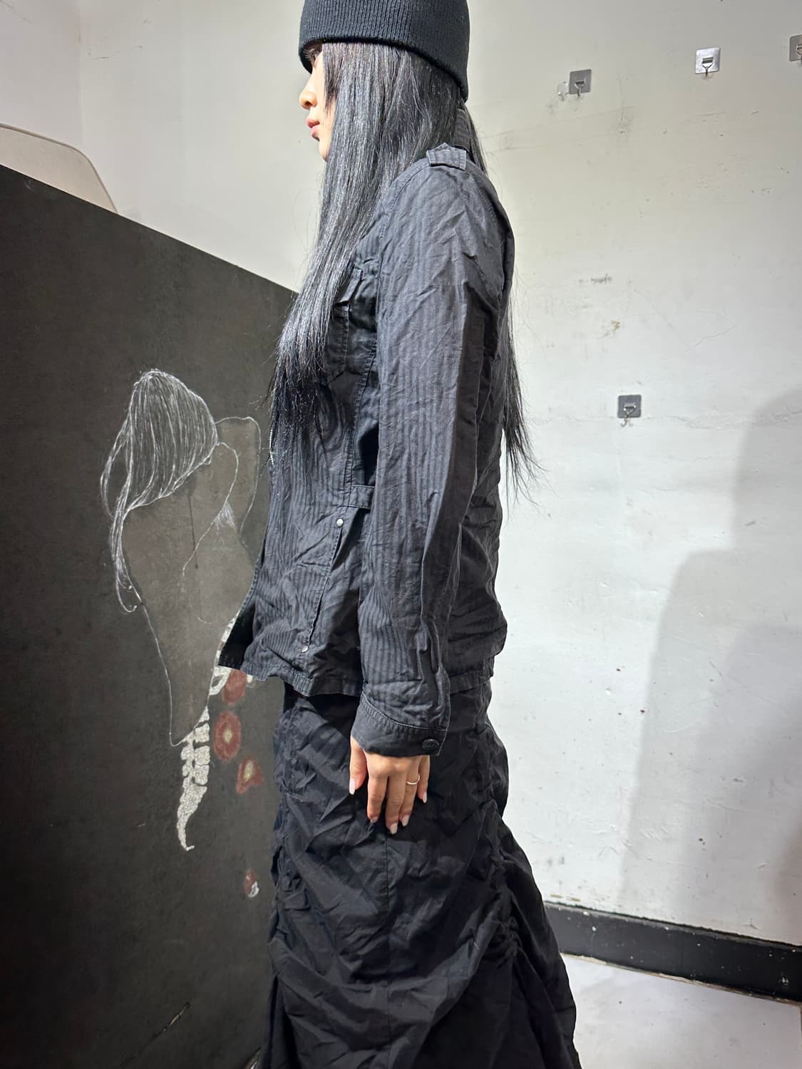 일본빈티지 블랙 고딕 하이넥 자켓 M 상품이미지4