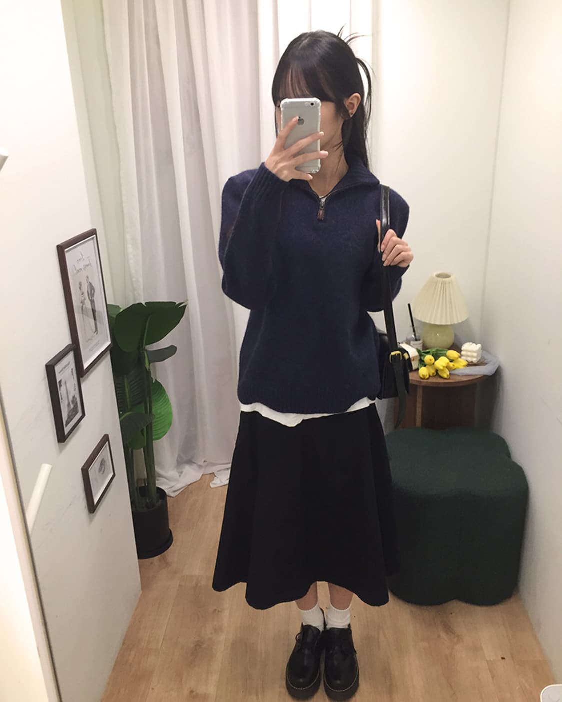 여성 폴로 니트 반집업 100 상품이미지1