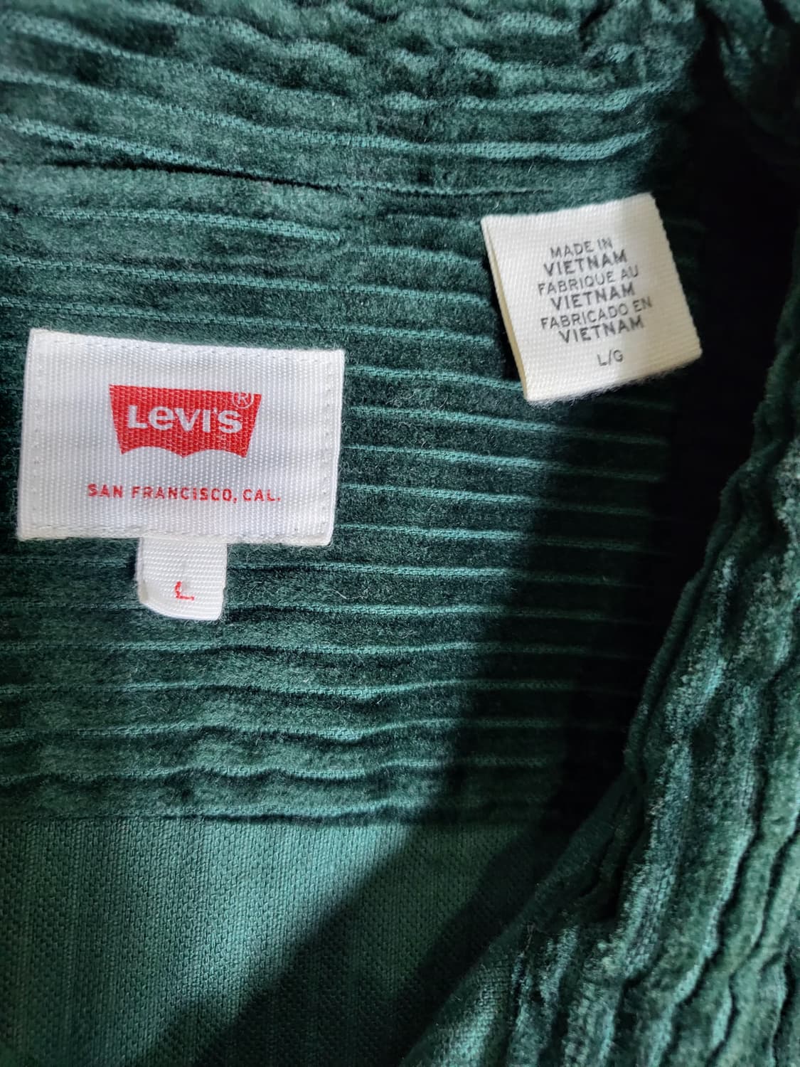 리바이스 그린 코듀로이 벨벳 셔츠 자켓 샤켓 L / Levi’s 상품이미지3