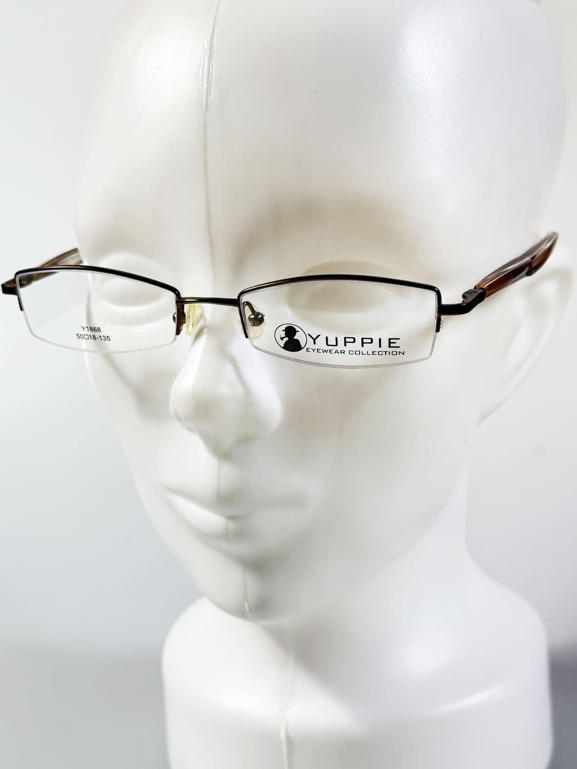 YUPPIE 브라운 메탈 반무테 스퀘어 빈티지 안경 상품이미지8