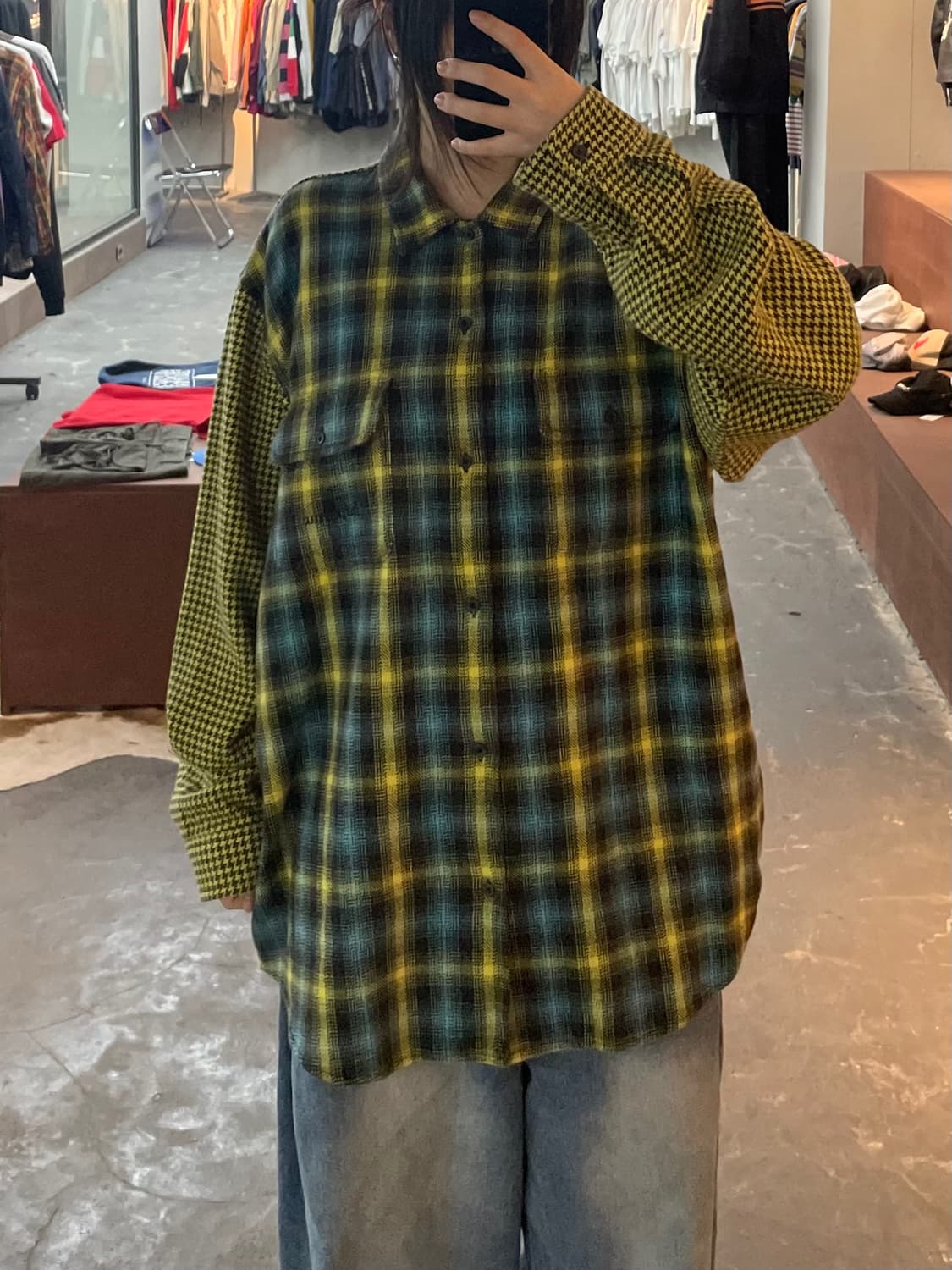 슈프림 23FW 하운즈투스 플레이드 플란넬 옐로우셔츠 H2411 상품이미지1