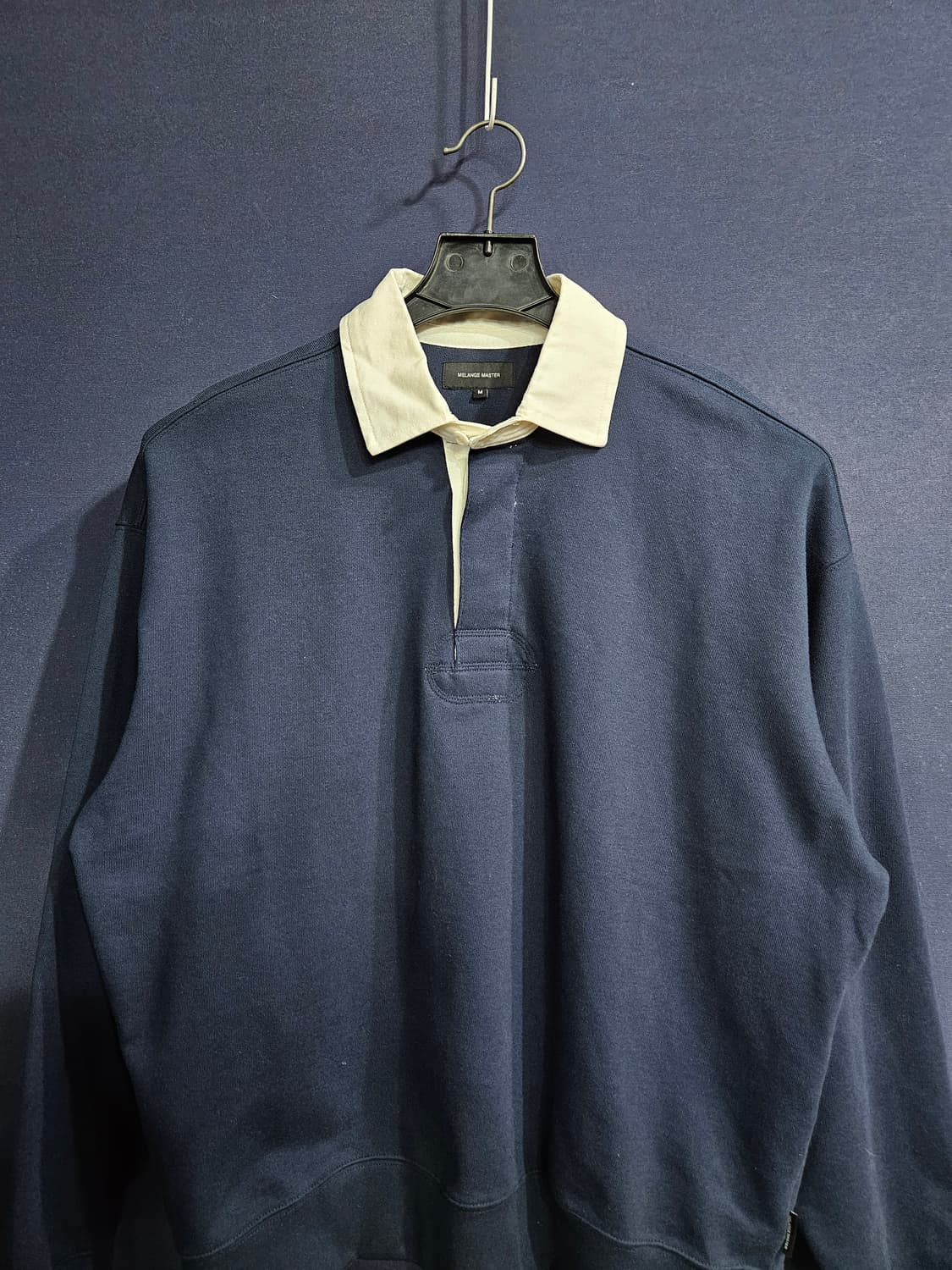 멜란지마스터 네이비컬러 남성 세미오버핏 95 카라 긴팔티셔츠  상품이미지7
