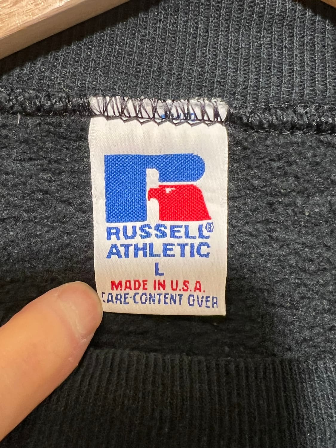 90's [L] 러셀 애슬레틱 USA 블랙 블랭크 USA 빈티지 맨투맨 상품이미지7