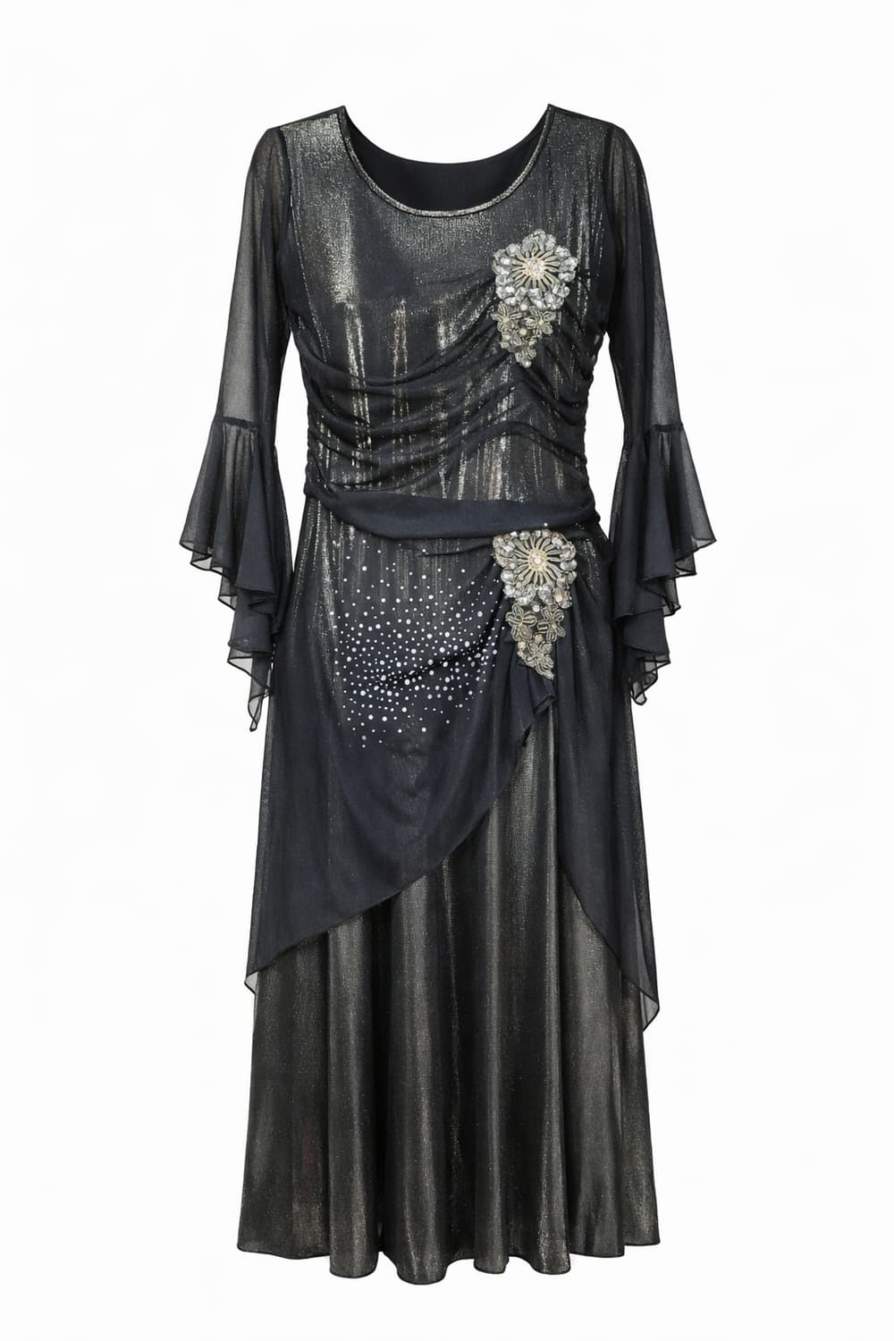 메탈릭 블랙 롱 드레스 / 연주회 댄스복 무대의상 상품이미지1