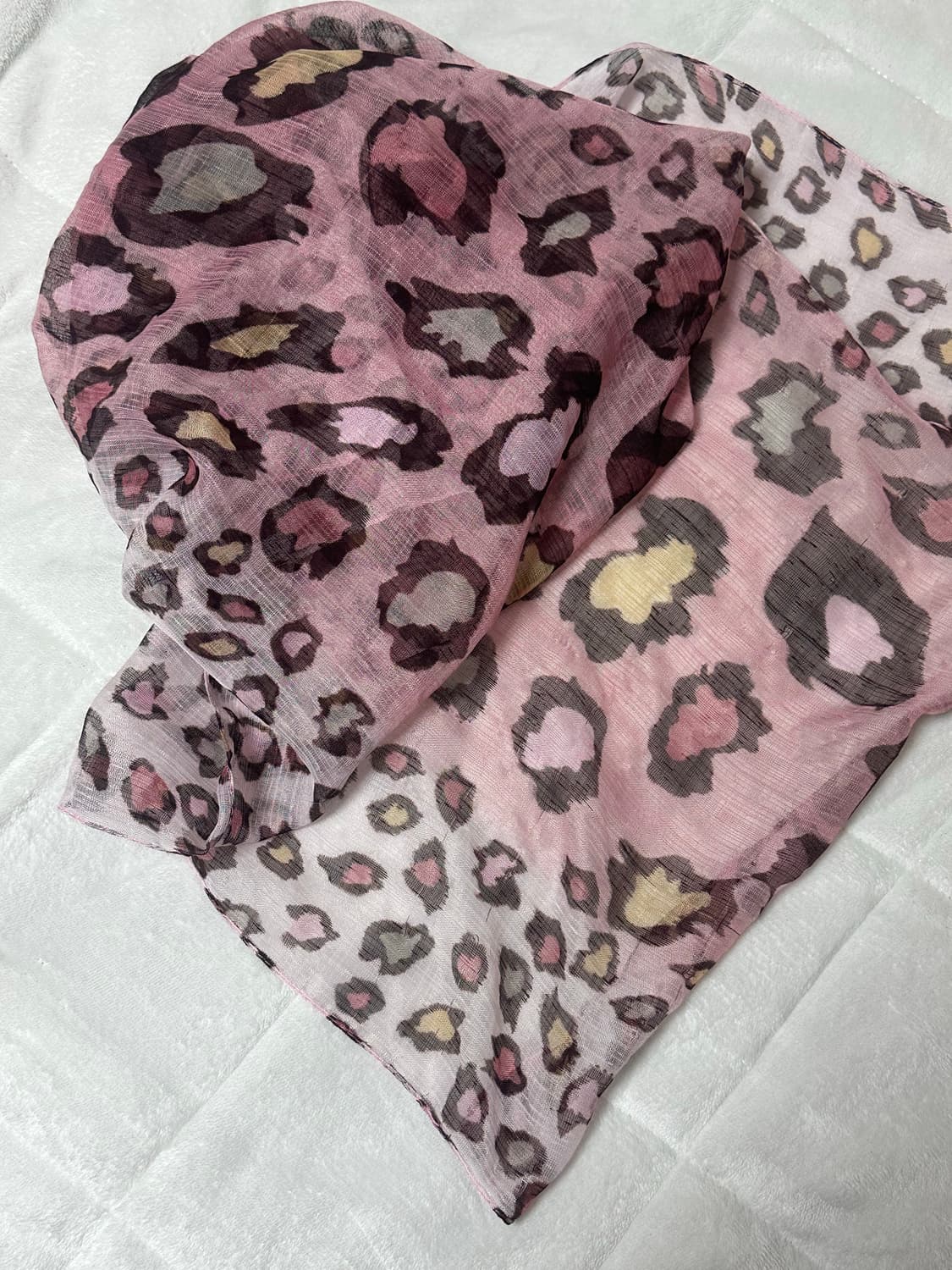 갸루 핑크 호피 쉬폰 스카프  상품이미지1