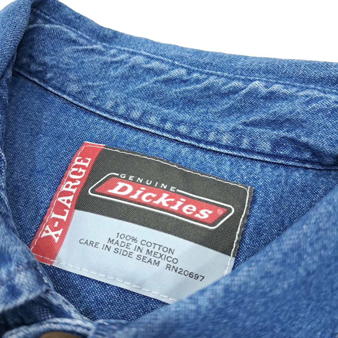 CL679 XL 디키즈 90s 코튼 버튼다운 중청 데님셔츠 남방 상품이미지3