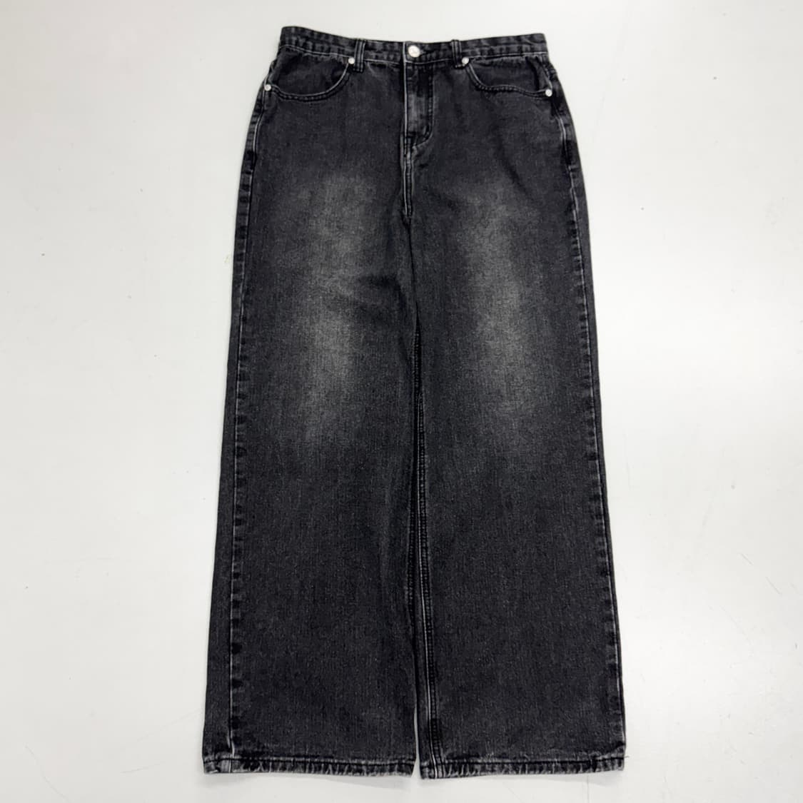 노매뉴얼 와이드 워싱 블랙 데님팬츠 상품이미지2