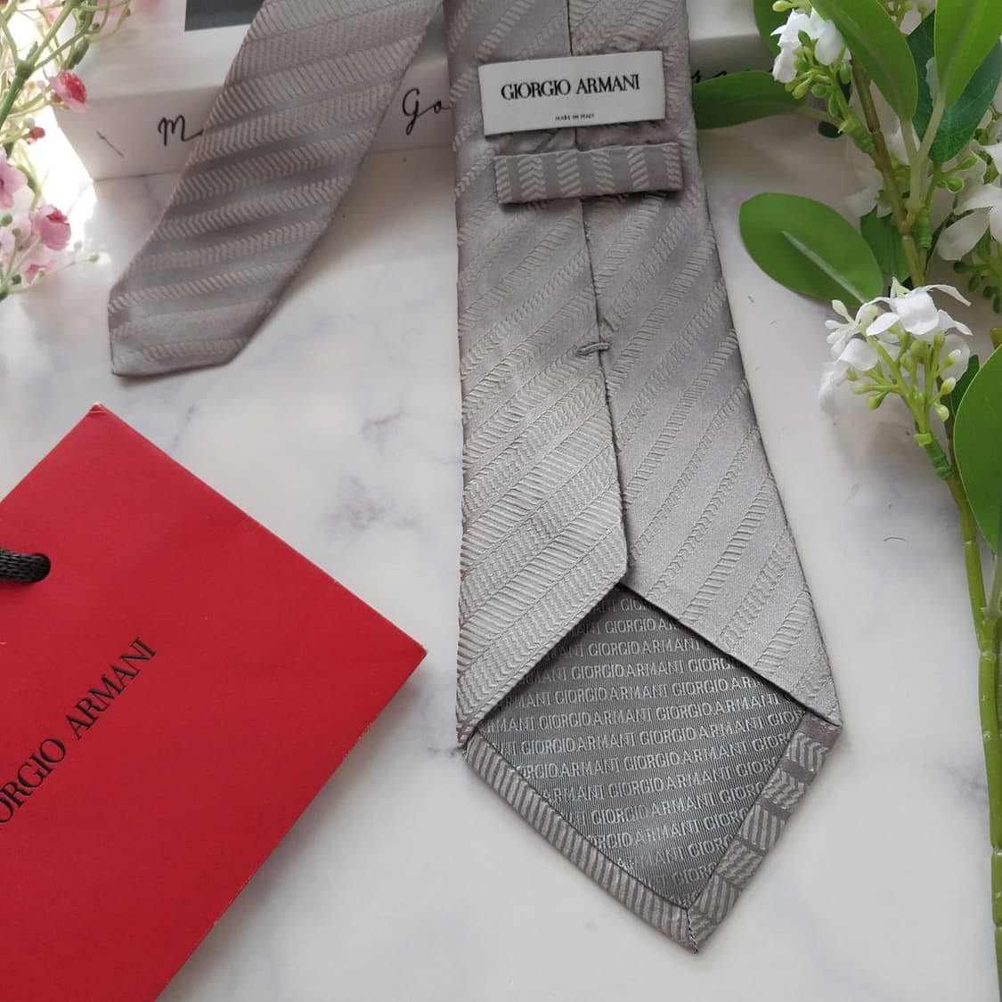 조르지오 아르마니 실크 실버 패턴 넥타이 8.8cm A+등급 K1808 상품이미지7