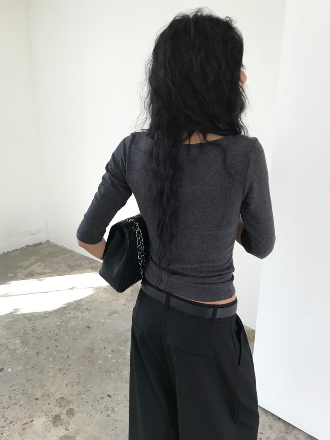 앙고라 투웨이 7부 티셔츠 (차콜) 상품이미지10