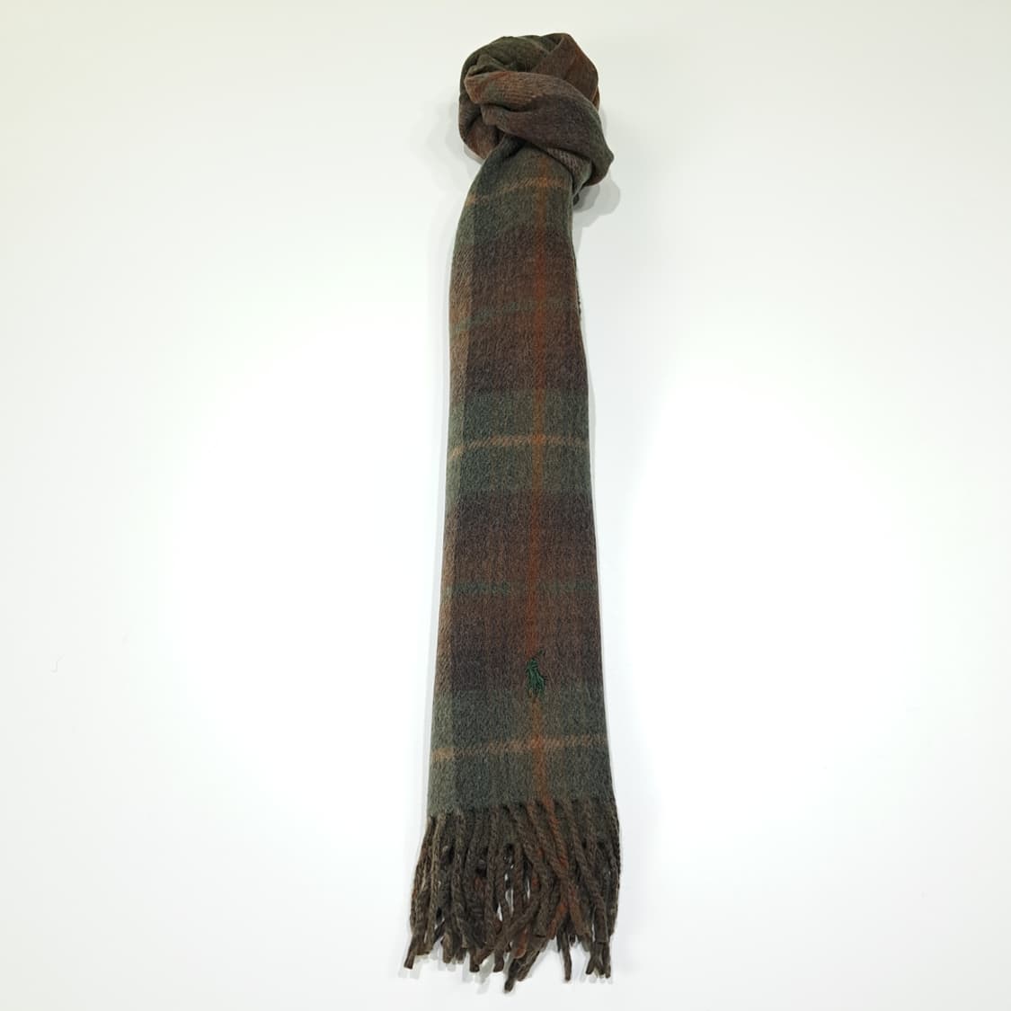 MX478 폴로 90s 이태리판 울 타탄체크 올리브 머플러 목도리 상품이미지5