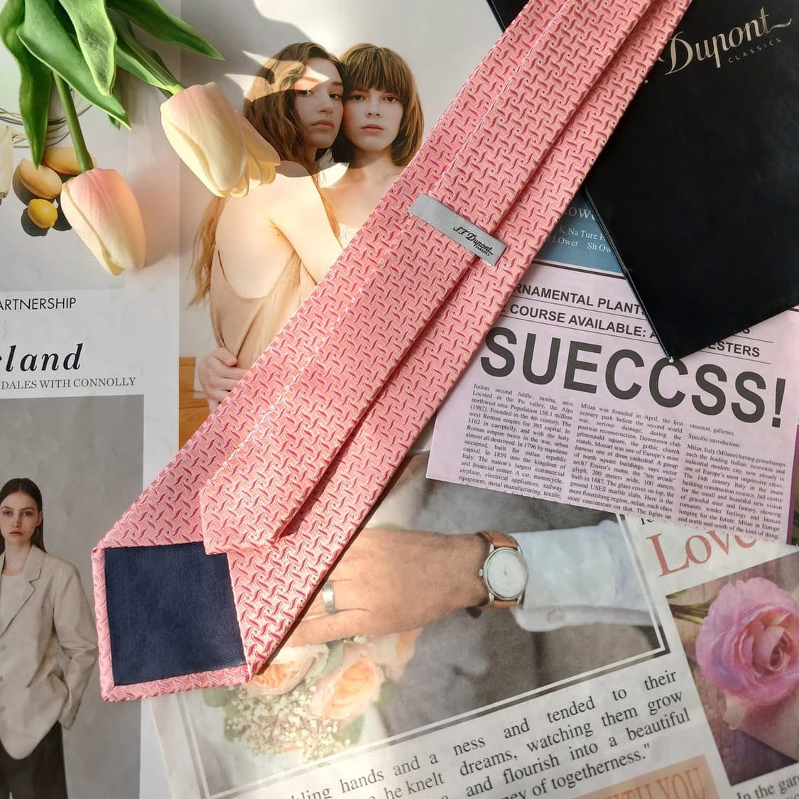 에스.티. 듀퐁 실크 핑크 패턴 넥타이 8.6cm B등급 A19555 상품이미지4