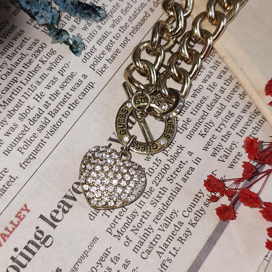 90s 프랑스 빈티지 쥬얼리 게스 볼륨 체인 스테이트먼트 목걸이 상품이미지8