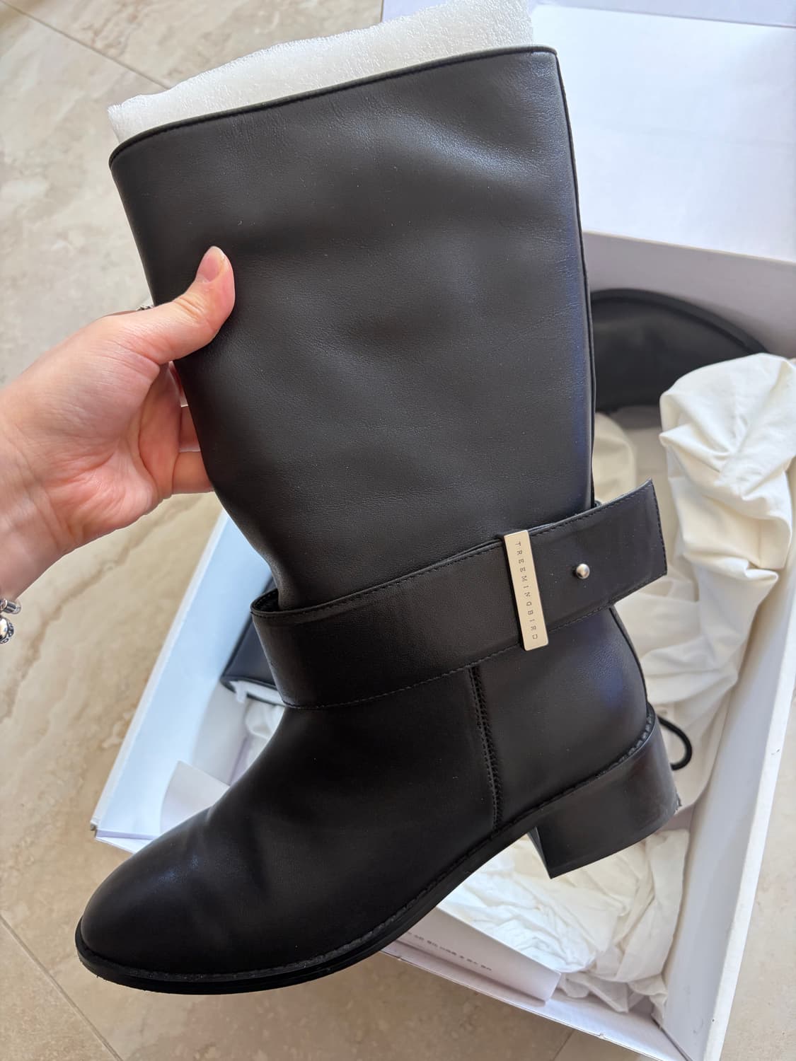 [240]트리밍버드 벨티드 미들 부츠 상품이미지3