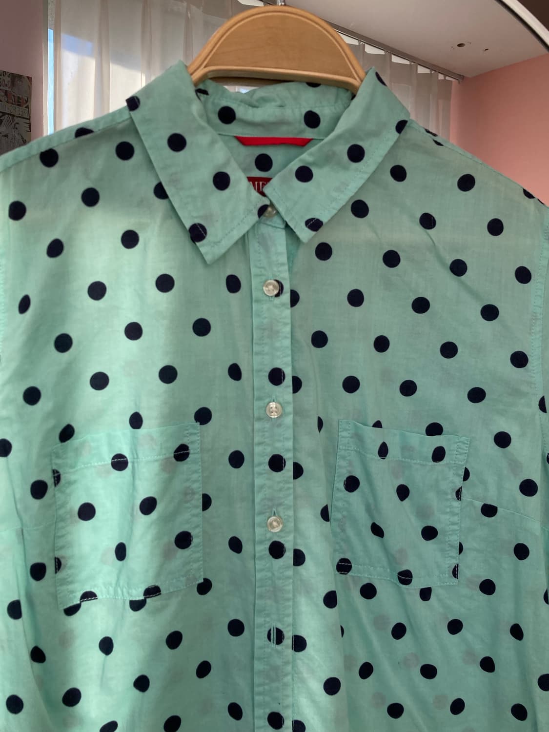 민트초코 도트 코튼 100 셔츠 상품이미지4