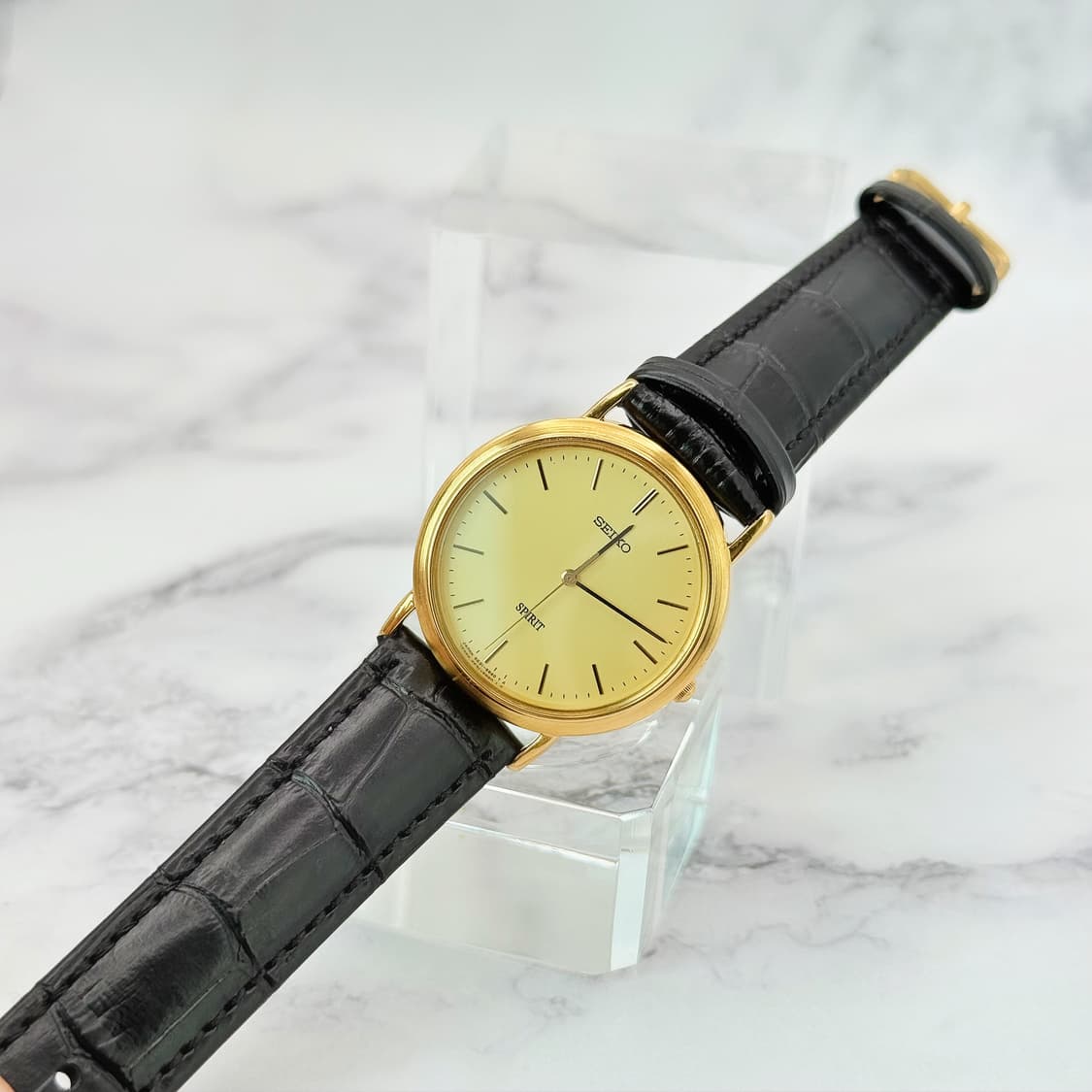 70s80s 빈티지 세이코 스피릿 골드 미니멀 드레스 워치 상품이미지1
