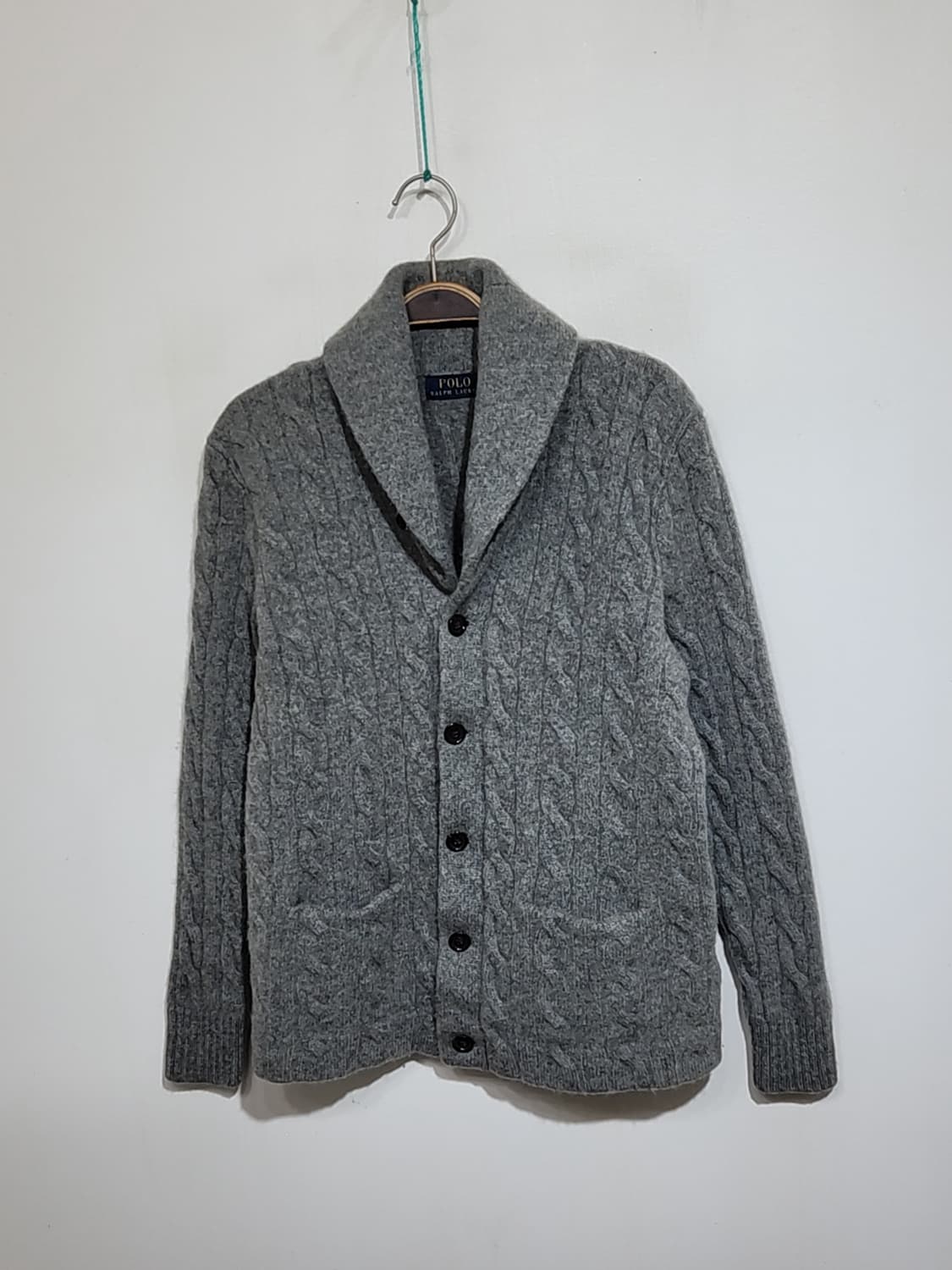 (M) 랄프로렌 폴로 꽈배기 가디건 그레이 숄카라 케이블  상품이미지1