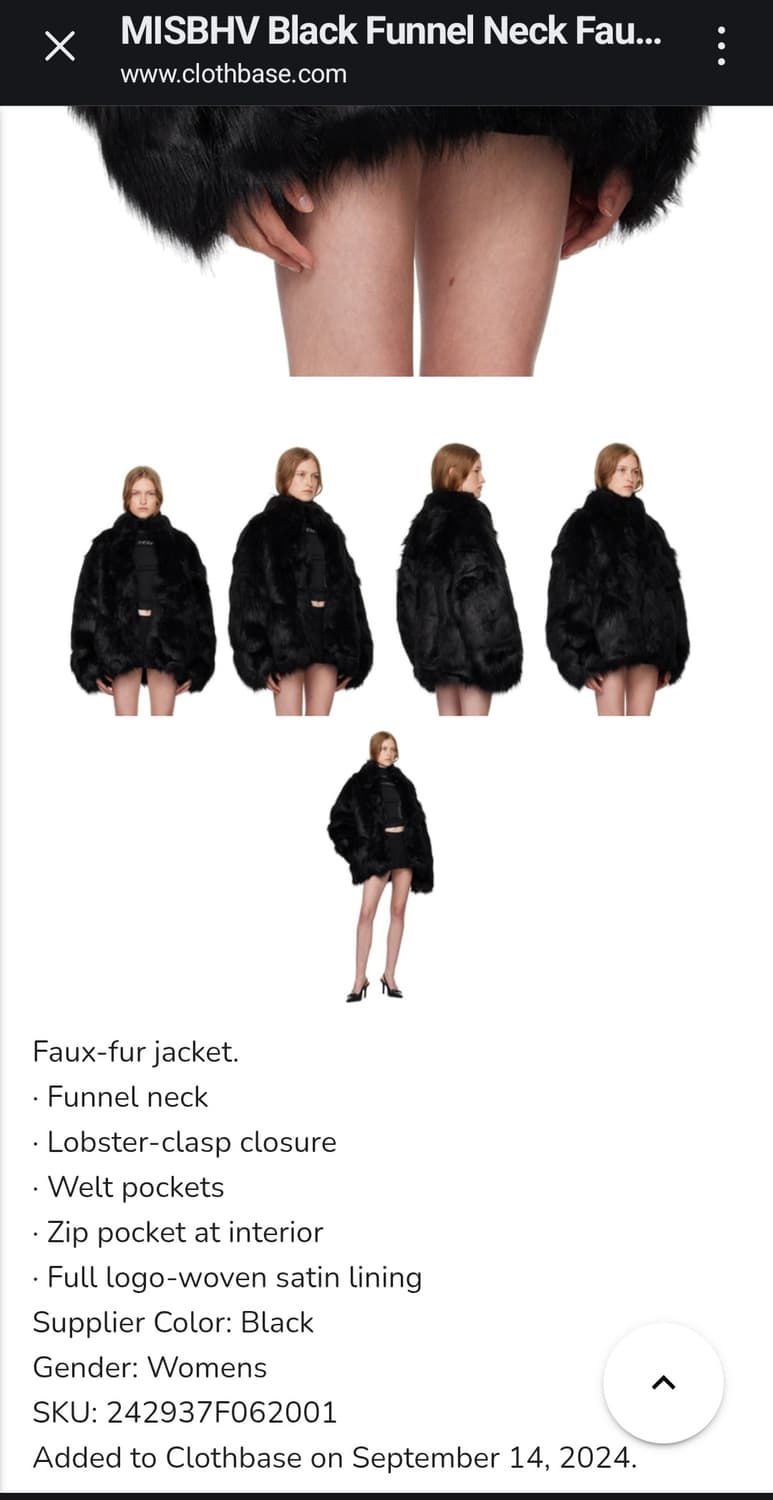 MISBHV 블랙 모피 자켓(정품) 상품이미지10