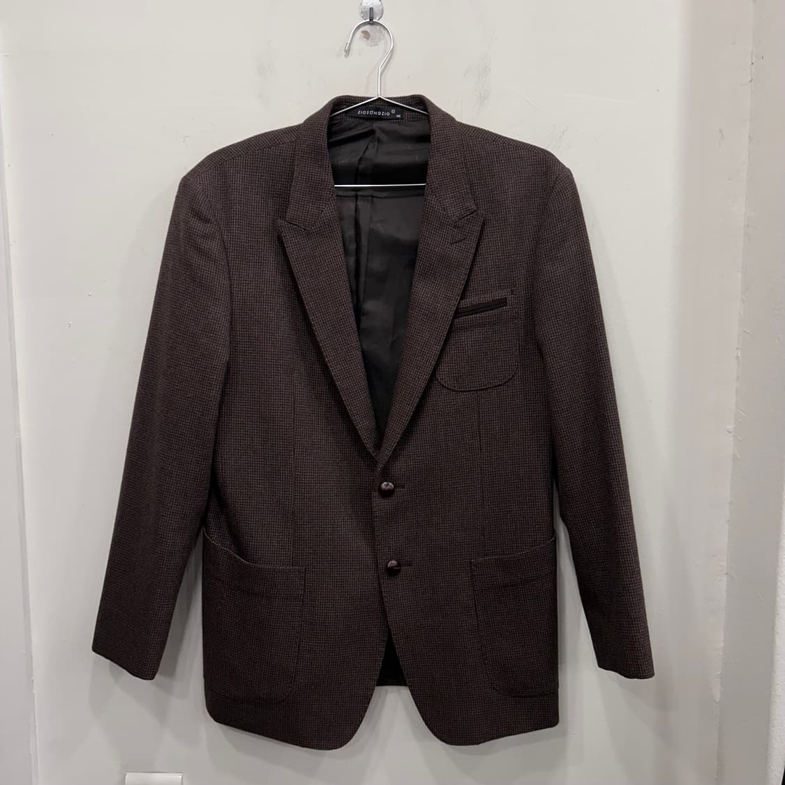 지오송지오 슬렌더핏 퓨어 울 체크 블레이져 상품이미지2