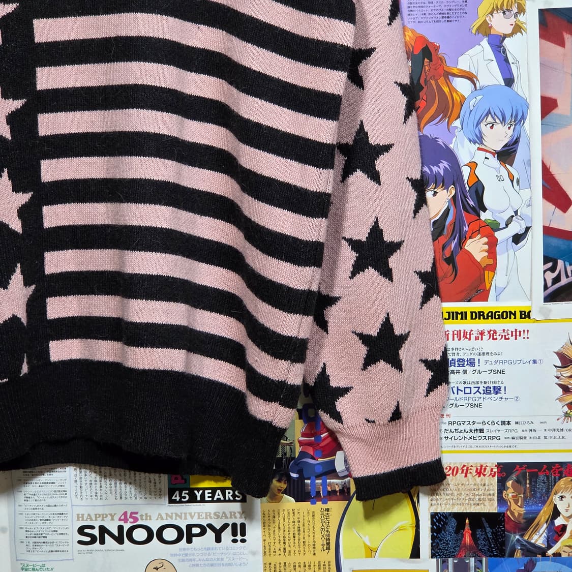 블랙 핑크 성조기 패턴 니트 상품이미지4