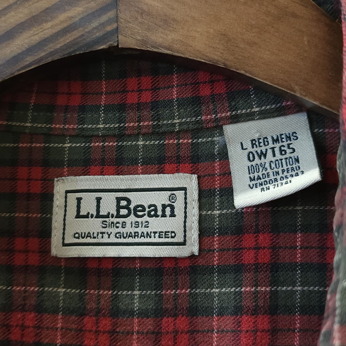 90s 엘엘빈 체크셔츠 플란넬 셔츠 헤비코튼 워크셔츠 우드맨 레드 L 상품이미지6