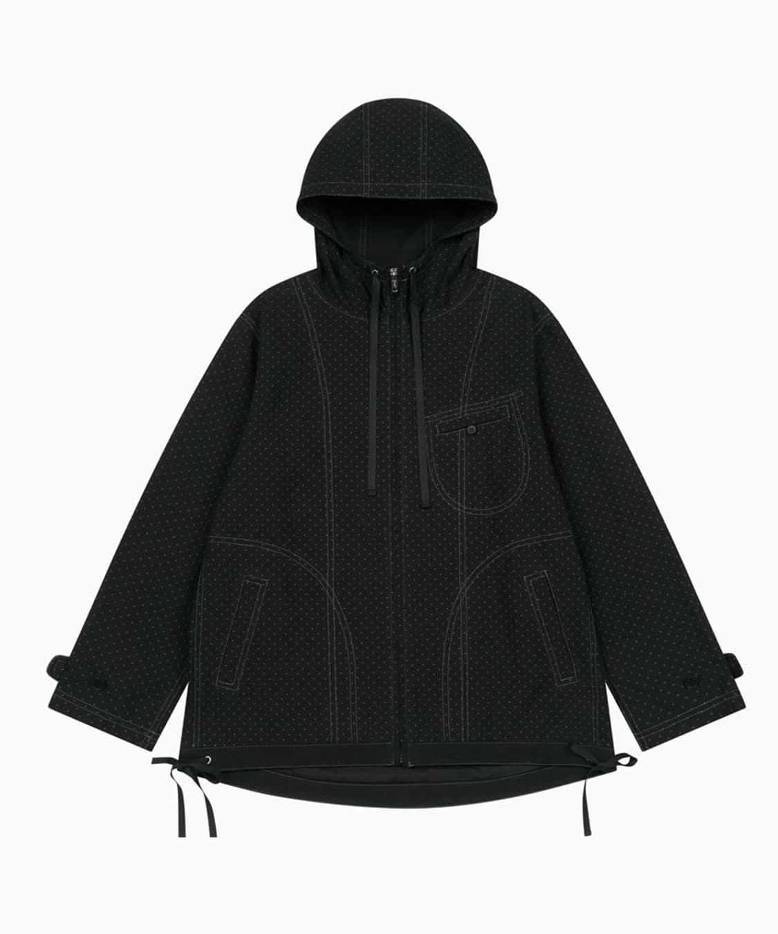 오헤시오 스티치 도트 후드집업 블랙 상품이미지2