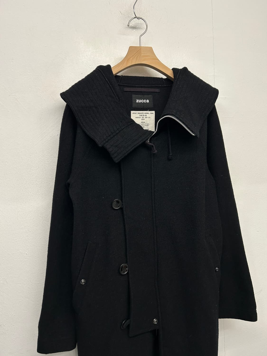 (JPN) 2008 zucca 블랙 울 후드 코트 상품이미지2