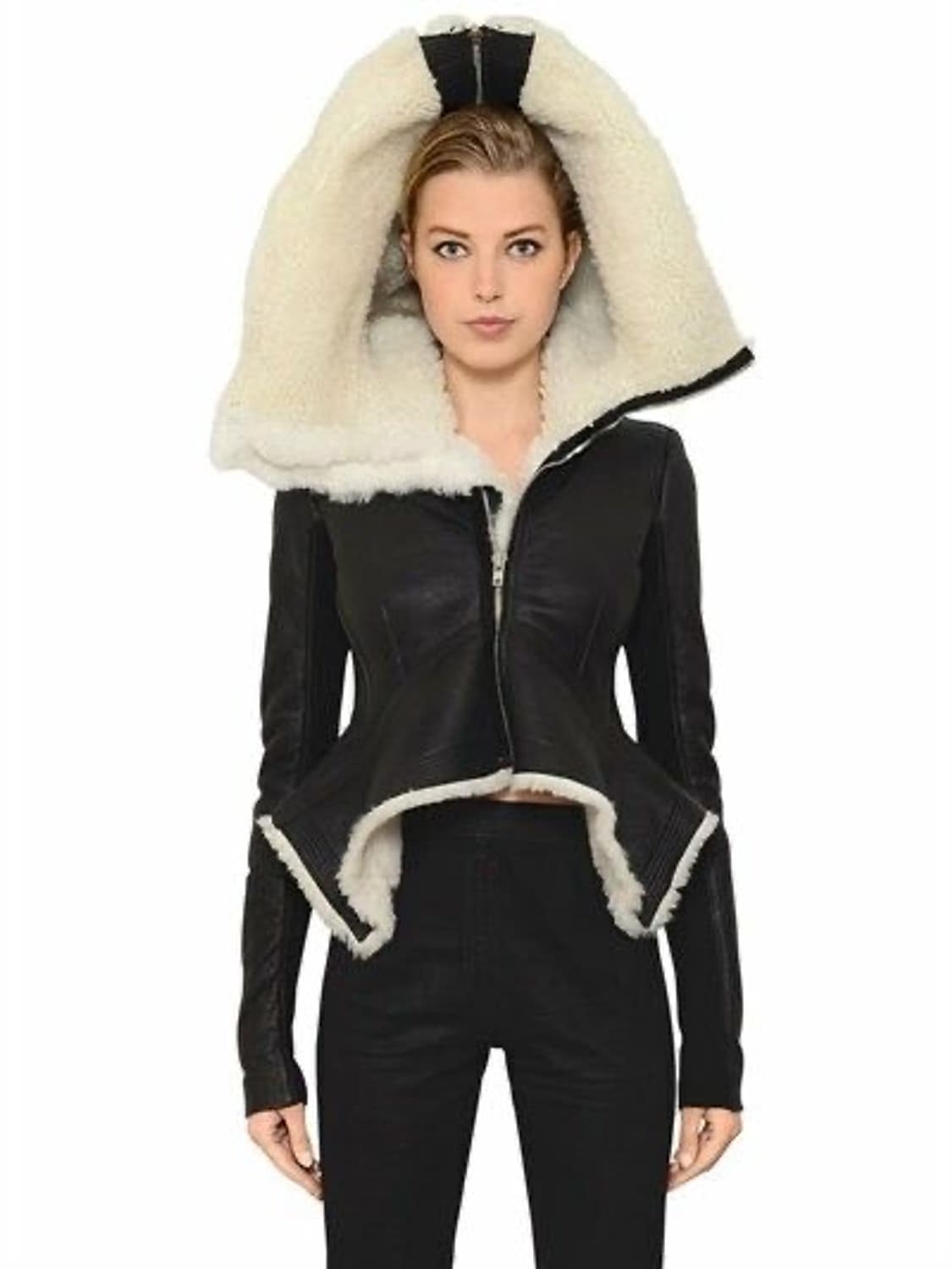 릭오웬스 16FW MASTODON 후디드 시어링 바이커 무스탕 자켓 42 상품이미지1