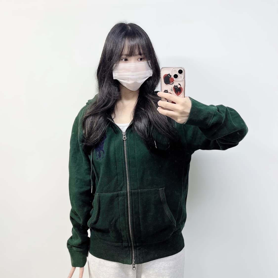 폴로 랄프로렌 빅 포니 체크 후드집업 그린 상품이미지1