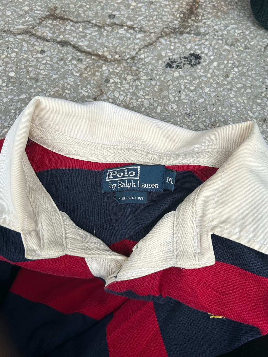 2000s 폴로 레드&네이비 럭비 카라 포니 롱슬리브 상품이미지3
