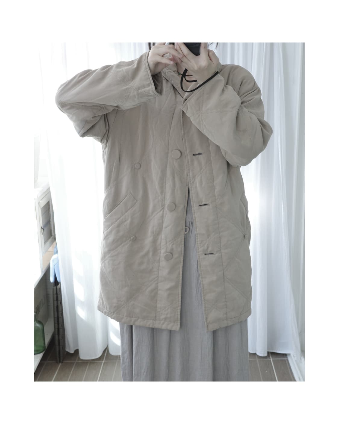 Beige light padded jacket 상품이미지4