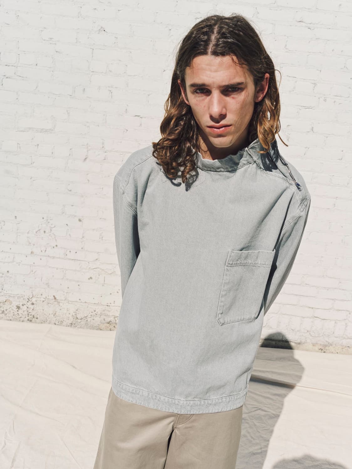 르메르 데님 탑 페일 그레이 L 상품이미지4