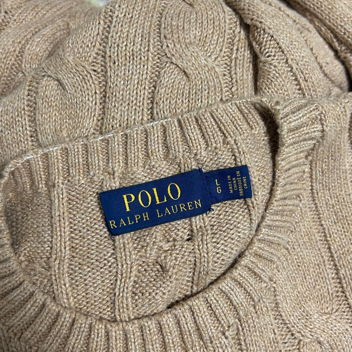 폴로 랄프로렌 신형 꽈배기 니트 카멜 브라운 L 상품이미지7