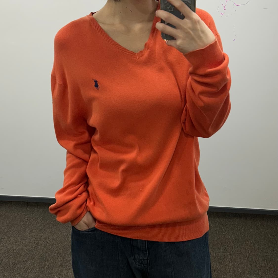 Polo 폴로 네이비 포니 오렌지 니트 상품이미지2