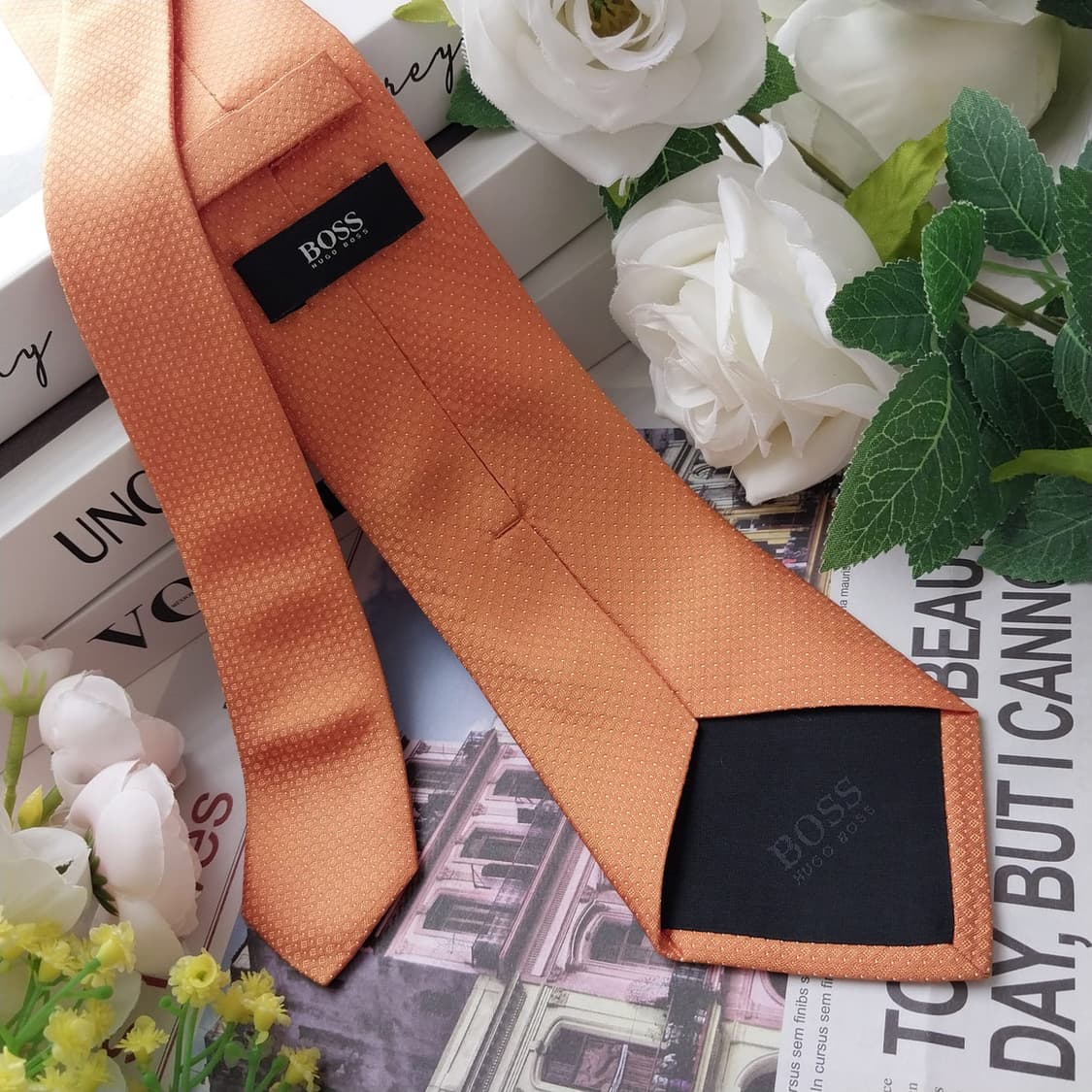 휴고보스 실크 오렌지 미세 도트 슬림 넥타이 7.7cm A등급 K1255 상품이미지4