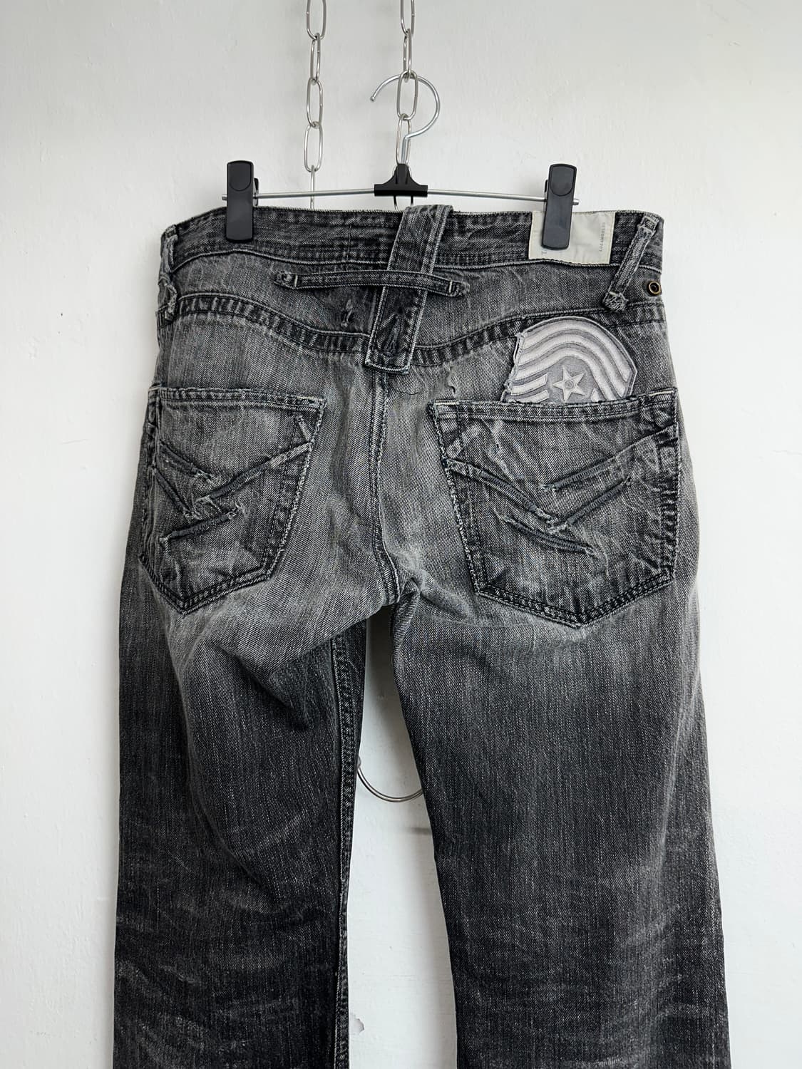Embroidered Black Wash Bootcut Denim Jea 상품이미지8