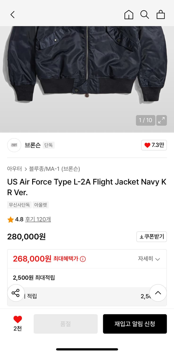 브론슨 us airForce l2 자켓 상품이미지4