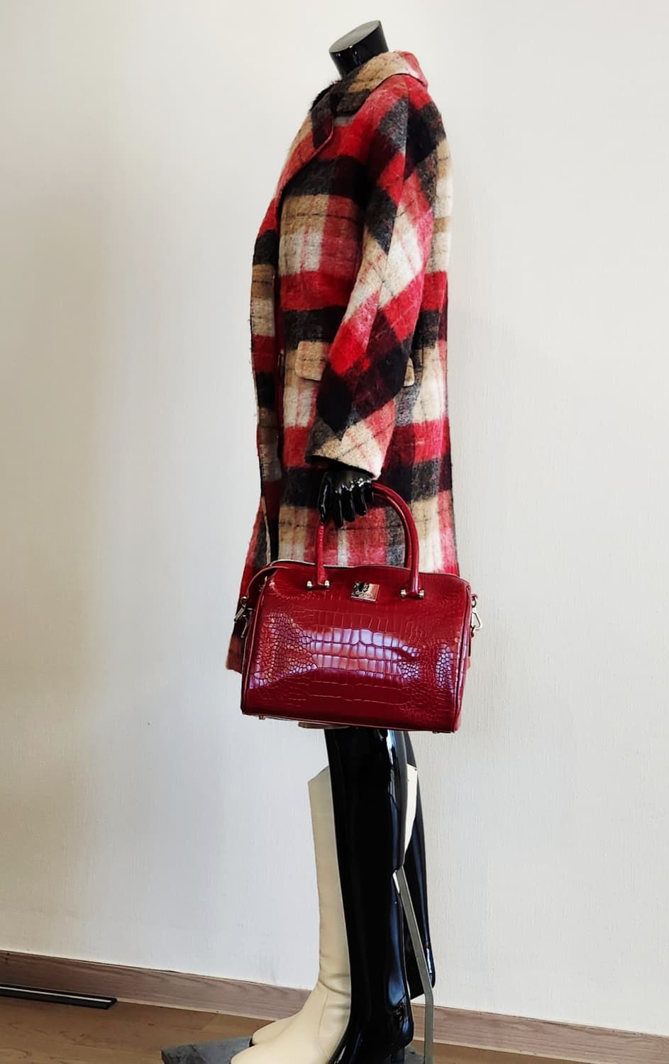 샤틴 레드 체크코트  상품이미지4