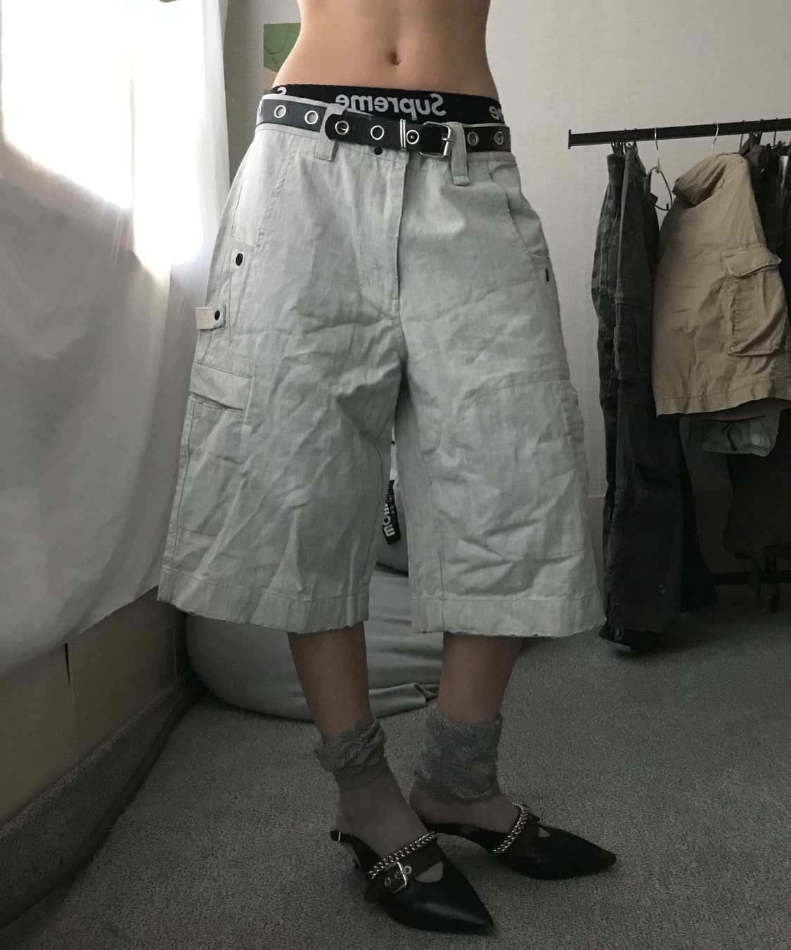 그레이 데님 버뮤다 팬츠 상품이미지2