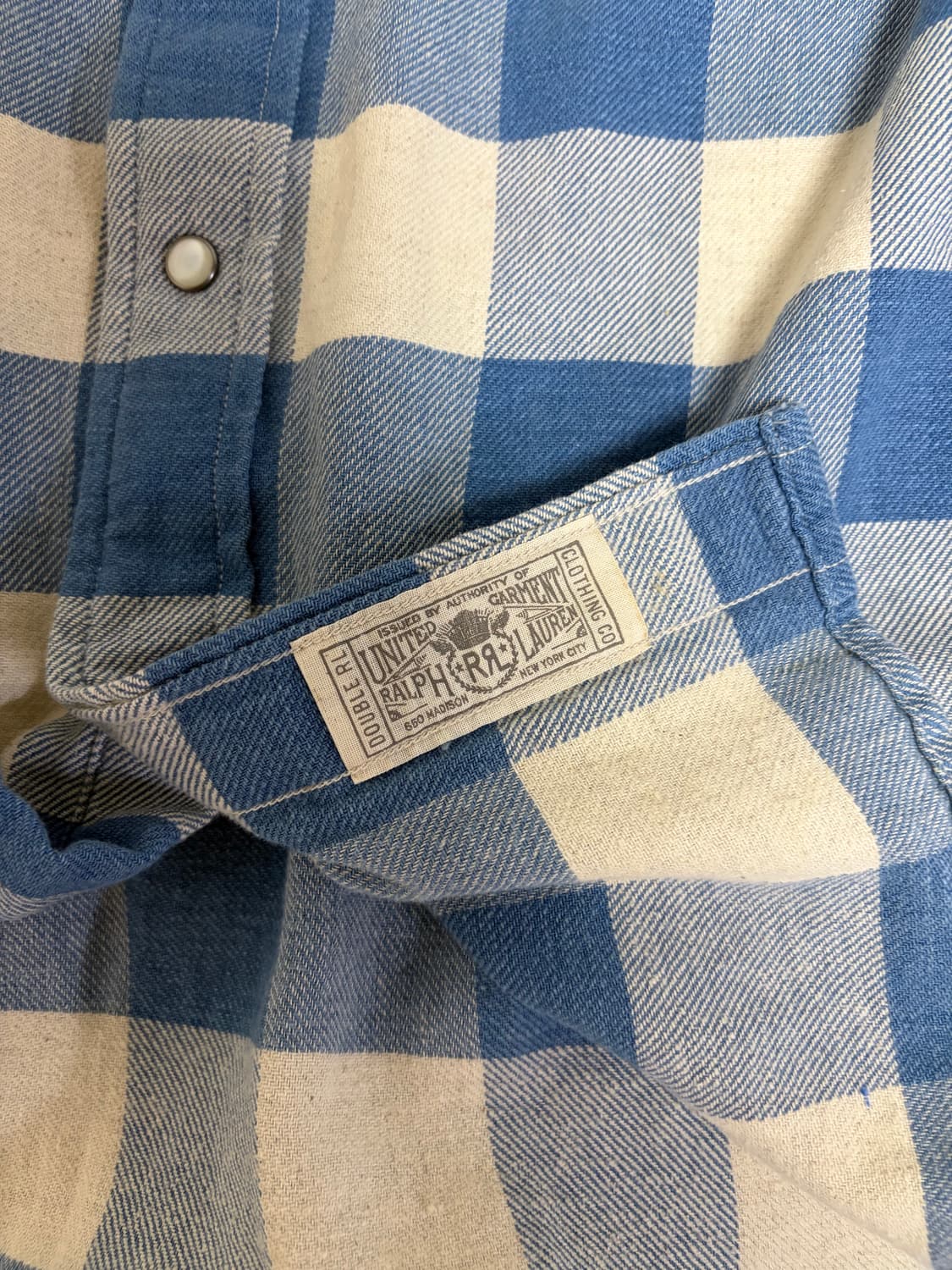 [L] 더블알엘 rrl 버팔로 웨스턴 셔츠 인디고 크림 상품이미지4