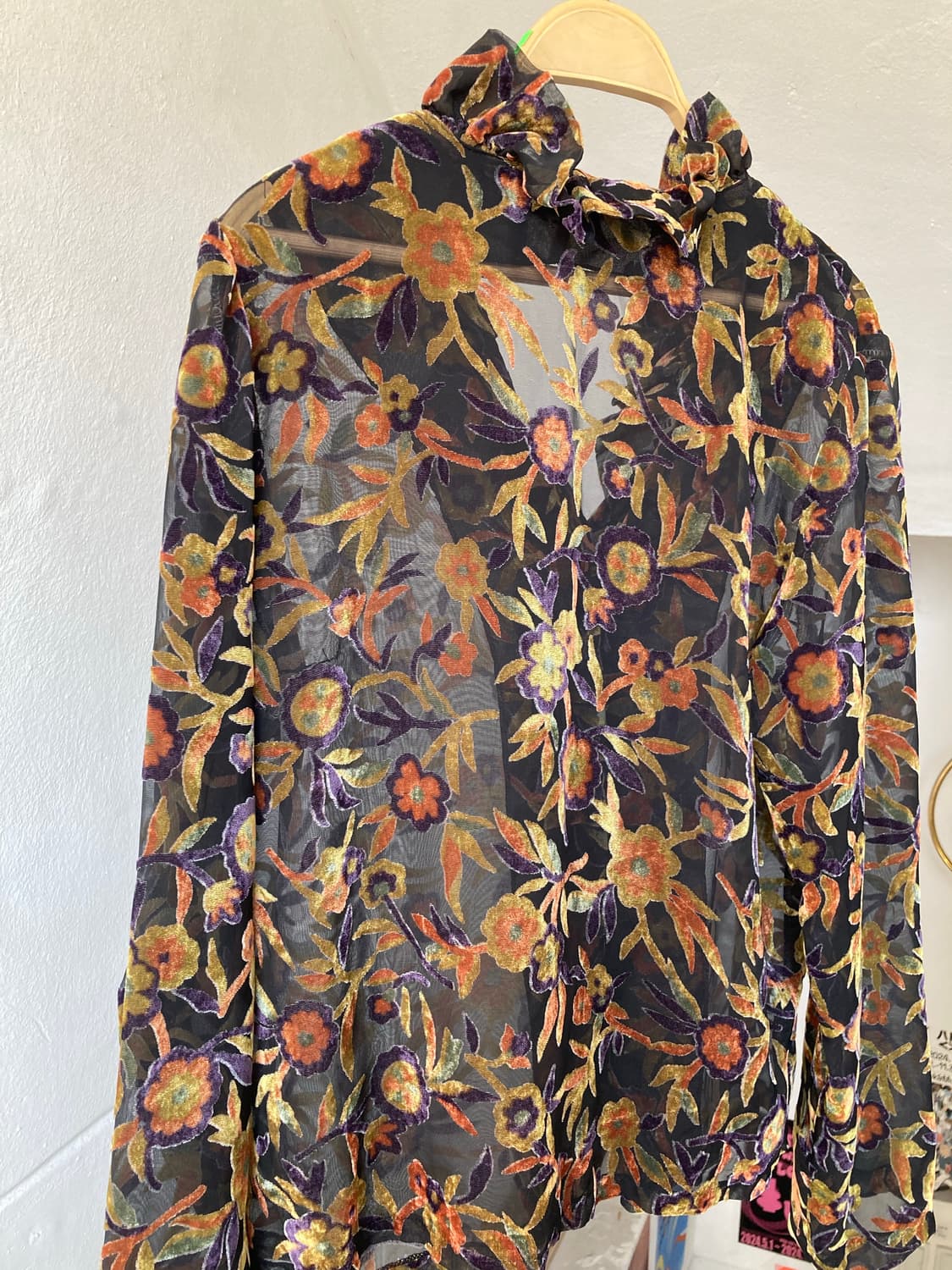 빈티지 플라워 벨벳 블라우스 상품이미지6