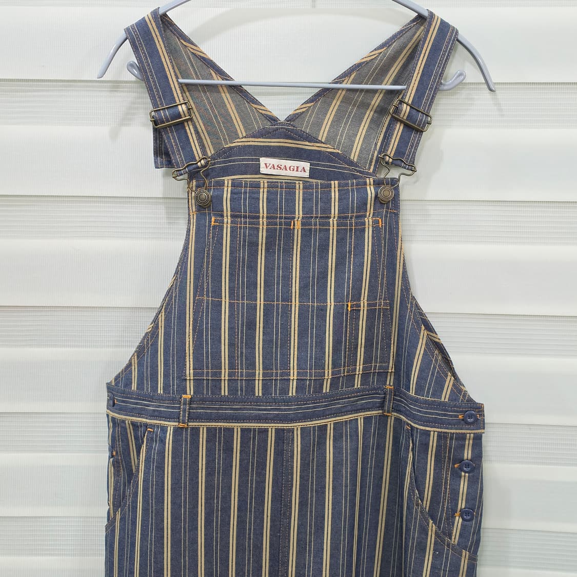 VARAGIA 스트라이프 데님 오버롤 원피스- 우먼M-L 상품이미지2