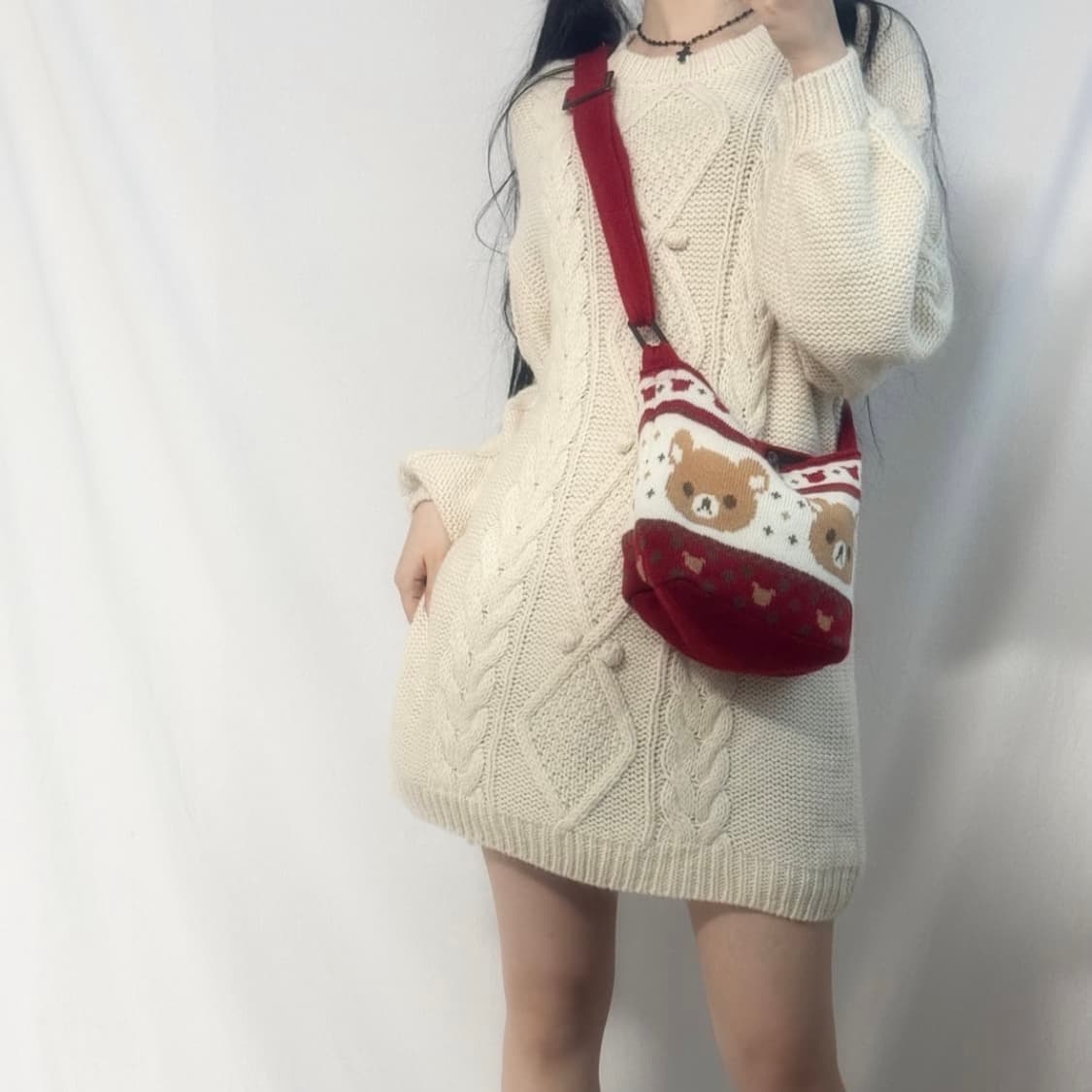 폼폼 케이블 니트 원피스 상품이미지1