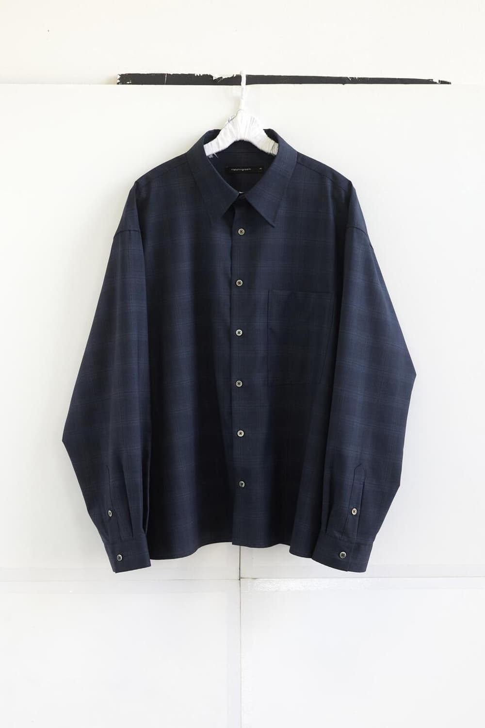 crop shirt navy ombre check 상품이미지1