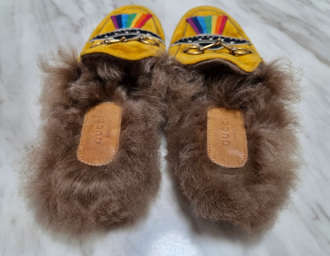 구찌 프린스타운 벨벳 머스더트 퍼 뮬 상품이미지4